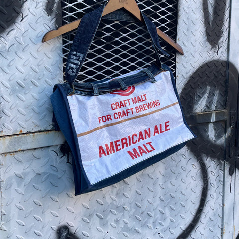 New York Limited Edition - Upcycled Denim and Wheat Sack Clutch Bag