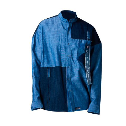 70’s Stand Collar Patchwork Shirt