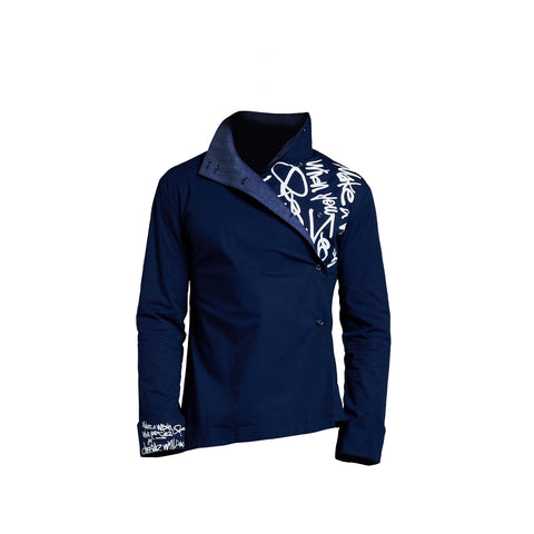 Darren Stand Collar Letter Shirt
