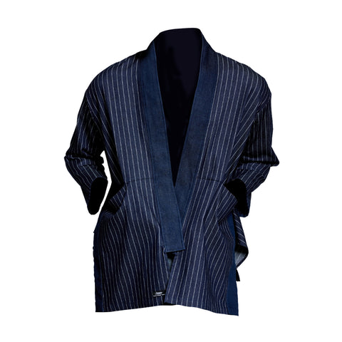 Denim Japanese Kimono with Stripes