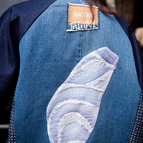 New York Limited Edition - "Taiwan" Lace Denim Patchwork Baseball Jacket