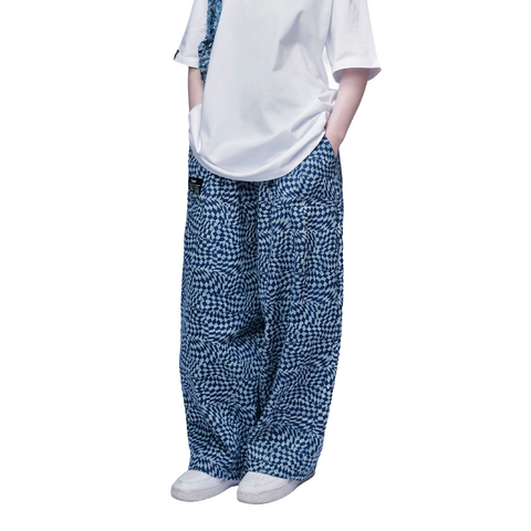 Cocoon Pants with Plaid Print