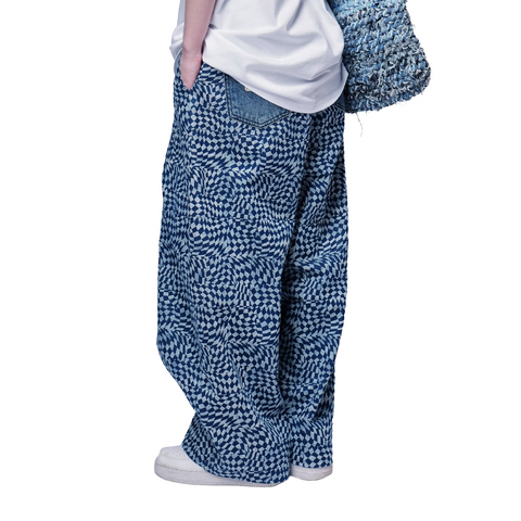 Cocoon Pants with Plaid Print