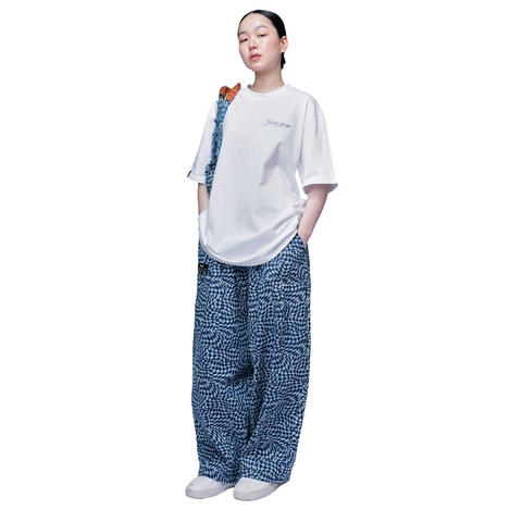 Cocoon Pants with Plaid Print