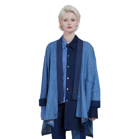 Denim Japanese Kimono - Thin Plain Colour