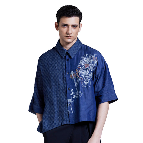 Quiet Path - Dotted Pattern Short-Sleeved Shirt (Without Embroidery)
